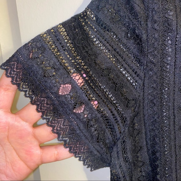 Banana republic black lace button up blouse - Picture 5 of 6